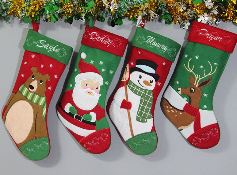 ON SALES Personalized christmas stocking holidays Decoration snowman monogram christmas stockings christmas ornaments/4 styles
