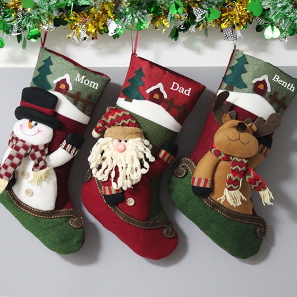 Medias navideñas 3D personalizadas, bolsa de regalo/obsequio para vacaciones Medias navideñas con monograma