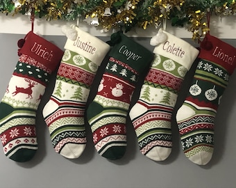 Personalized large knitting monogrammed christmas stockings holidays Decoration Traditional stockings-gift collection bag christmas ornament
