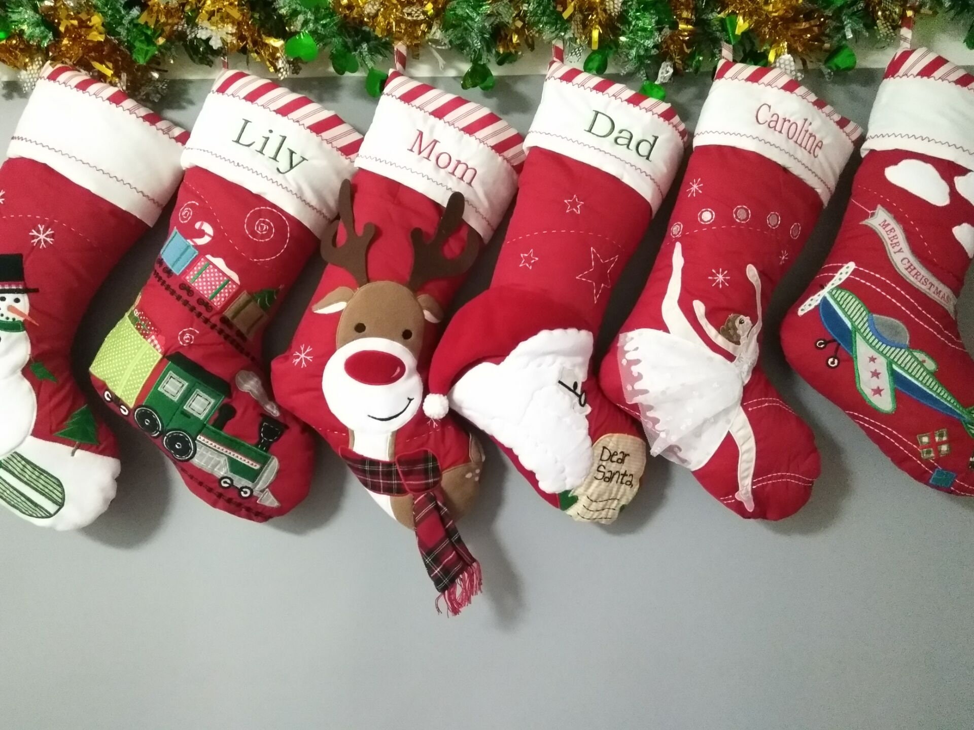 Personalized name large Train christmas stockings holidays Etsy