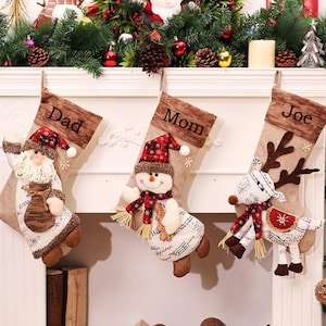 Personalized christmas stocking holidays Decoration snowman monogram christmas stockings christmas ornaments image 1