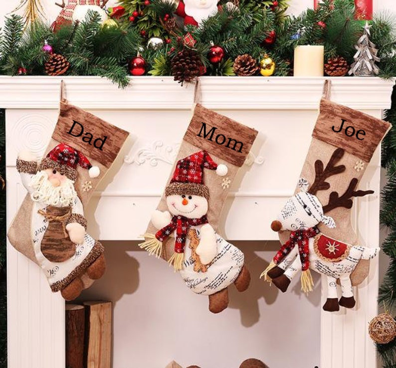 Personalized christmas stocking holidays Decoration snowman monogram christmas stockings christmas ornaments image 1