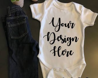 Download White Onesie Mockup, White Onesie Flat Lay Display, Short ...