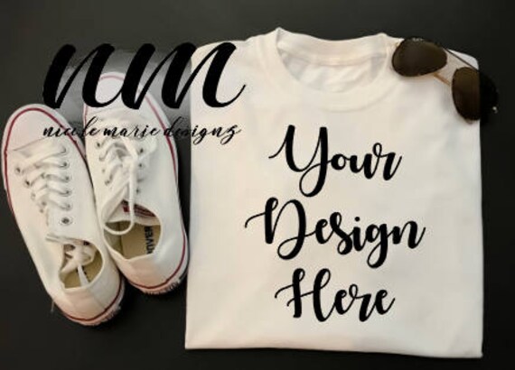 White T-Shirt Mockup White T-Shirt Flat Lay Display White
