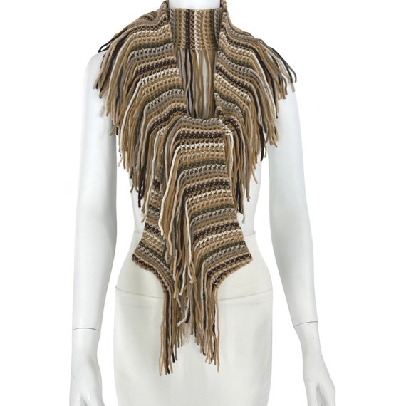 Handwoven Vintage Scarf with wool, and nylon fibe… - image 3