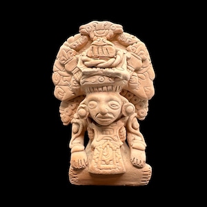 Vintage Aztec Inca Mayan Mexico Folk Art Pottery, Red Clay Figure Sitting Terracotta