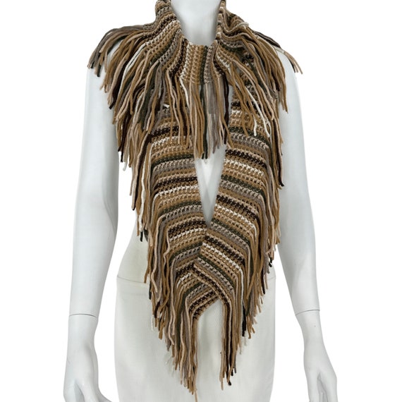 Handwoven Vintage Scarf with wool, and nylon fibe… - image 2