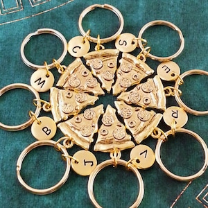 Friendship Pizza Keychains Pizza Slice Keyrings Personalized Keyring Set of Pizzas Bridesmaid Keychains Pizzeria Gift Pepperoni Pizza Charm