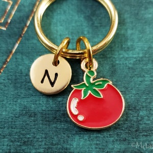 Tomato Keychain SMALL Red Tomato Pendant Charm Keychain Gardening Gift for Her Vegetable Keychain Personalized Initial Engraved Monogram