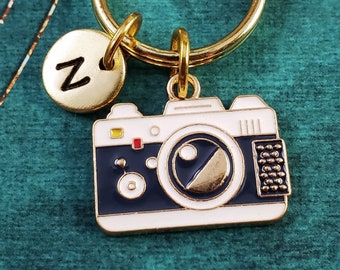 Camera Keychain SMALL Camera Keyring Charm Keychain Photography Pendant Keychain Custom Initial Monogram Personalized Photographer Gift