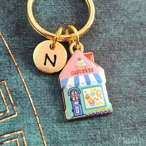 Cupcake Shop Keychain SMALL Bakery Keychain Baking Keychain Baker Keychain Cupcake Keychain Baker Gift Personalized Initial Keychain Keyring