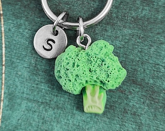 Broccoli Keychain SMALL Broccoli Keyring Broccoli Gift Personalized Initial Keychain Broccoli Charm Keychain Vegetable Pendant Keychain