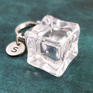 Ice Cube Keychain SMALL Ice Cube Charm Keychain Ice Keychain Personalized Keychain Ice Pendant Keychain Initial Keychain Block of Ice Gift