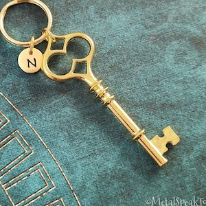 Key Keychain SMALL Skeleton Key Charm Keychain Steampunk Keychain Key Pendant Keychain Initial Keychain Personalized Keychain Victorian Key