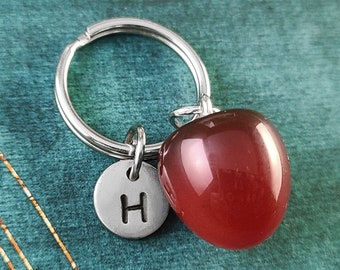 Cherry Keychain SMALL Red Cherry Keyring Black Cherry Pendant Keychain Cute Fruit Keychain Food Personalized Initial Monogram Gift for Her