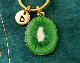 Kiwi Keychain SMALL Kiwi Keyring Food Keychain Kiwi Slice Fruit Pendant Keychain Letter Keychain Initial Charm Keychain Personalized Gift