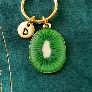 Kiwi Keychain SMALL Kiwi Keyring Food Keychain Kiwi Slice Fruit Pendant Keychain Letter Keychain Initial Charm Keychain Personalized Gift