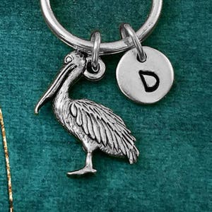 Pelican Keychain VERY SMALL Stork Keychain Beach Keychain Personalized Keychain Monogram Keychain Initial Keychain New Baby Shower Gift