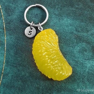 Lemon Keychain SMALL Lemon Slice Keychain Lemon Keyring Engraved Gift Personalized Initial Keychain Fruit Keychain Lemon Pendant Fruit Charm