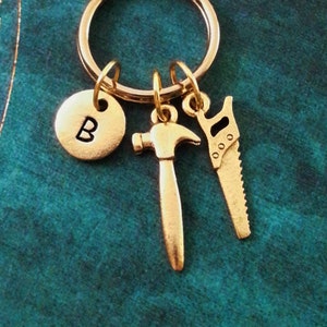 Saw Keychain VERY SMALL Handsaw Keychain Personalized Father&#39;s Day Keychain Hammer Keychain Dad Keychain Husband Keychain Carpenter Keychain