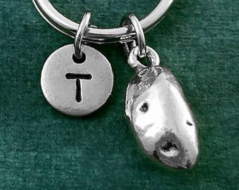 Potato Keychain VERY SMALL Potato Keyring Potato Charm Keychain Food Keychain Potatoes Personalized Keychain Initial Keychain Monogram Gift