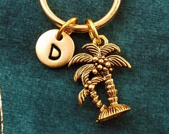 Palm Tree porte-clé très petit palmier arbre porte-clé plage porte-clé cadeau initial personnalisé tropical porte-clé breloque porte-clé pendentif porte-clé