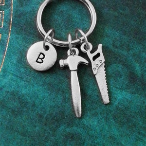 Saw Keychain VERY SMALL Handsaw Keychain Personalized Father&#39;s Day Keychain Hammer Keychain Dad Keychain Husband Keychain Carpenter Keychain