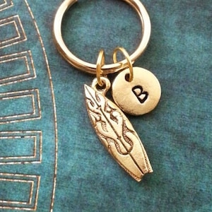 Surfboard Keychain VERY SMALL Gold Surfboard Keyring Personalized Keyring Surfer Keychain Surfing Gift Boyfriend Keychain Beach Keychain
