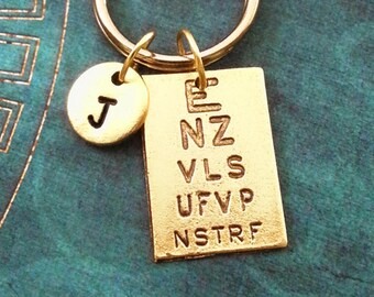 Eye Chart Keychain VERY SMALL Gold Eye Exam Keychain Personalized Keychain Optometrist Keychain Eye Doctor Keychain Optometry Student Gift