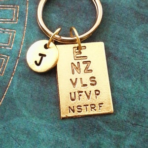 Eye Chart Keychain VERY SMALL Gold Eye Exam Keychain Personalized Keychain Optometrist Keychain Eye Doctor Keychain Optometry Student Gift
