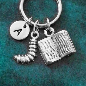 Book Keychain SMALL Book Keyring Book Worm Keychain Bookworm Keychain Reading Keychain Book Club Keychain English Literature Teacher Writer