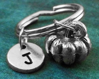 Pumpkin Keychain VERY SMALL Pumpkin Keyring Halloween Keychain Autumn Personalized Keychain Initial Keychain Pumpkin Gift Jack-o-Lantern
