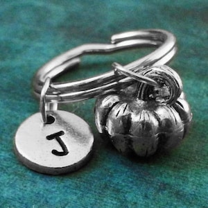 Pumpkin Keychain VERY SMALL Pumpkin Keyring Halloween Keychain Autumn Personalized Keychain Initial Keychain Pumpkin Gift Jack-o-Lantern