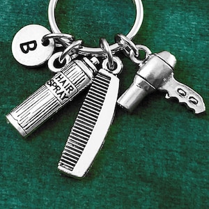 1pc Vintage Barber Series Keychain Pendant Scissors Hair Dryer Keychain Car  Ornament Accessories(Black)
