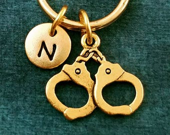 Handcuffs Keychain SMALL Handcuffs Charm Keychain Police Officer Keychain Personalized Keychain Charm Keychain Pendant Boyfriend Keychain