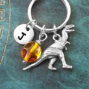 Dinosaur Keychain SMALL T-Rex Keychain Personalized Keychain Dinosaur Keyring Boyfriend Keychain Tyrannosaurus Keychain Amber Keychain
