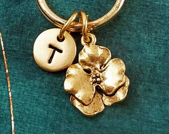 Flower Keychain VERY SMALL Flower Keyring Mother's Day Keychain Bridesmaid Keychain Gardener Gift Gardening Gift Garden Personalized Initial
