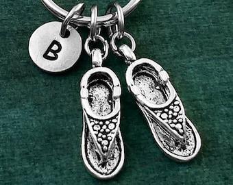 Sandals Keychain SMALL Flip Flops Keychain Beach Keychain Shoes Keychain Florida Keychain Beach Keyring Engraved Keychain Personalized Gift