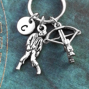 Zombie Keychain SMALL Zombie Keyring Crossbow Keychain Bow Keychain Boyfriend Keychain Boyfriend Gift Dead Keychain Zombie Killer Hunter