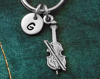 Cello Keychain VERY SMALL Cello Charm Keychain Cello Keyring Cellist Gift Pendant Keychain Personalized Keychain Initial Keychain Monogram