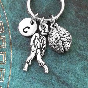 Zombie Keychain SMALL Zombie Keyring Brain Keychain Boyfriend Keychain Boyfriend Gift Zombie Survival Halloween Keychain Horror Gift Brains