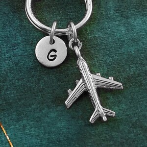 Airplane Keychain SMALL Airplane Keyring Plane Keychain Long Distance Relationship Travel Keychain Personalized Keychain Initial Keychain