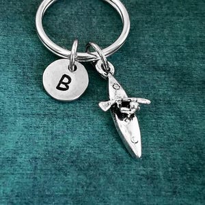 Kayak Keychain VERY SMALL Kayak Charm Keychain Kayaking Gift Sports Keychain Sports Keyring Initial Keychain Letter Personalized Keychain