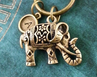 Elephant Keychain, Elephant Keyring, Custom Keyring, Personalized Keychain, Indian Elephant Jewelry, Elephant Head Pendant, Elephant Gift