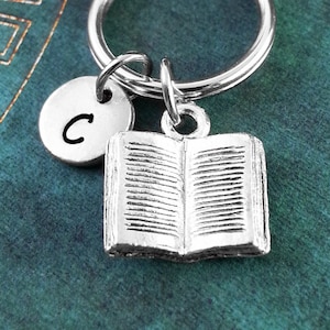 Book Keychain Book Keyring Personalized Keychain Book Gift Book Lover Gift Open Book Charm Teacher Keychain Librarian Keychain Monogram Gift