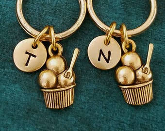 Ice Cream Keychain SET of 2 VERY SMALL Ice Cream Charm Keychains Ice Cream Parlor Personalized Keychain Pendant Keychain Best Friend Gift