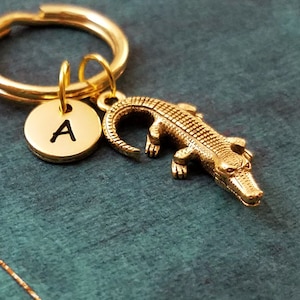 Alligator Keychain VERY SMALL Crocodile Keychain Personalized Keychain Gold Keychain Alligator Keyring Swamp Keychain Bridesmaid Keychain