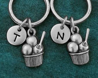 Ice Cream Keychain SET of 2 VERY SMALL Ice Cream Charm Keychains Ice Cream Parlor Friendship Keychains Pendant Keychain Best Friend Gift