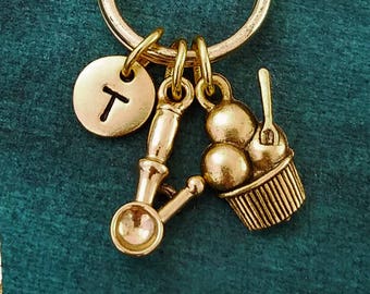 Ice Cream Keychain VERY SMALL Ice Cream Charm Keychain Ice Cream Parlor Ice Cream Scoop Keychain Personalized Keychain Pendant Keychain