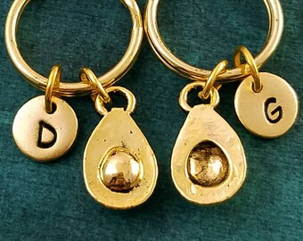 Avocado Keychain SET of 2 SMALL Avocado Keychains Avocado Keyring Best Friend Keychain Friendship Keychains Friends Gift Personalized Charm